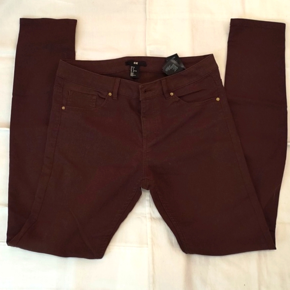 NWOT Cotton-mix chocolate brown skinny jeans - Picture 2 of 8